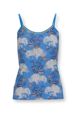 Tops|Pip Studio Armelloses Top Flora Firenze Kobalt Blau