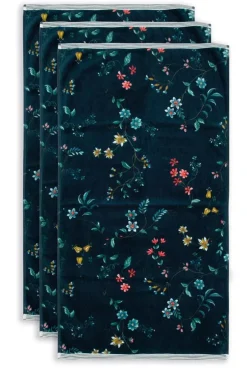 Handtücher|Pip Studio Badetuch Set/3 Les Fleurs Dunkel 55X100 Cm Blau