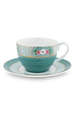 Tasse & Untertasse|Pip Studio Blushing Birds Cappuccino Tasse & Untertasse Blau