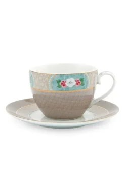 Tasse & Untertasse|Pip Studio Blushing Birds Cappuccino Tasse & Untertasse Khaki