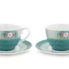 Tasse & Untertasse|Pip Studio Blushing Birds Set/2 Cappuccino Tassen & Untertassen Blau