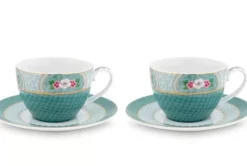Tasse & Untertasse|Pip Studio Blushing Birds Set/2 Cappuccino Tassen & Untertassen Blau
