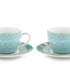 Tasse & Untertasse|Pip Studio Blushing Birds Set/2 Espresso Tassen & Untertassen Blau