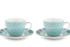 Tasse & Untertasse|Pip Studio Blushing Birds Set/2 Espresso Tassen & Untertassen Blau
