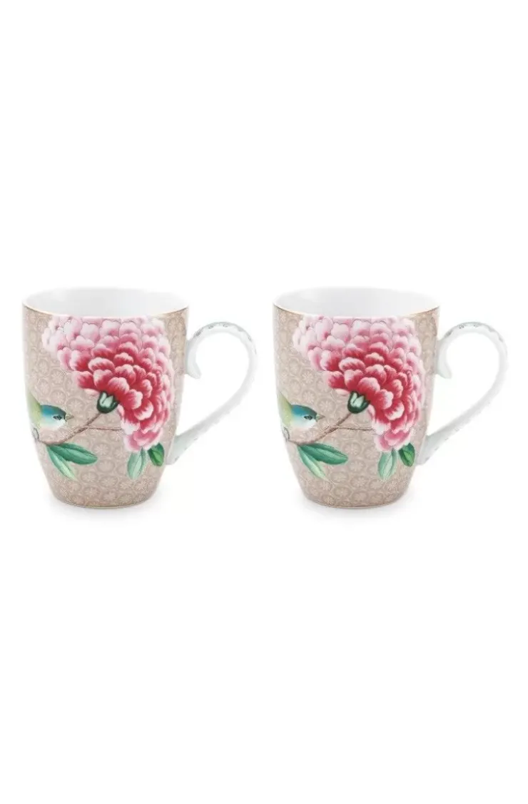 Porzellan Sets|Pip Studio Blushing Birds Set/2 Tassen Gross Khaki