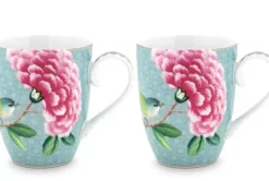 Kaffeetassen|Pip Studio Blushing Birds Set/2 Tassen Gros Blau