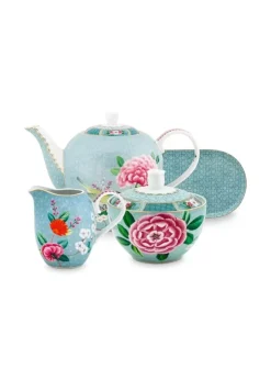 Porzellan Sets|Pip Studio Blushing Birds Tee Set/4 Blau