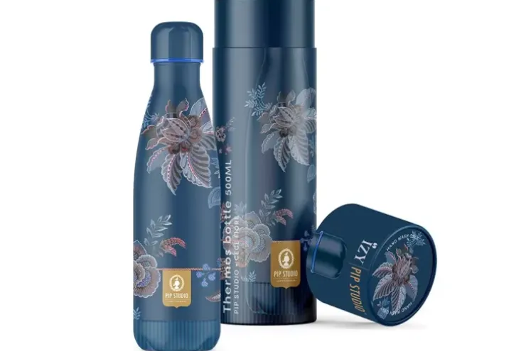 Thermosflaschen|Pip Studio Cece Fiore Thermosflasche Dunkel 500Ml Blau