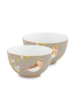 Schalen|Pip Studio Early Bird Set/2 Schalen 15 Cm Khaki