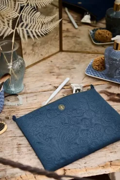 Necessaire|Pip Studio Flaches Necessaire Gross Samt Quiltey Days Blau