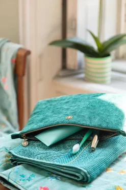Necessaire|Pip Studio Flaches Necessaire Gross Samt Quiltey Days Grun