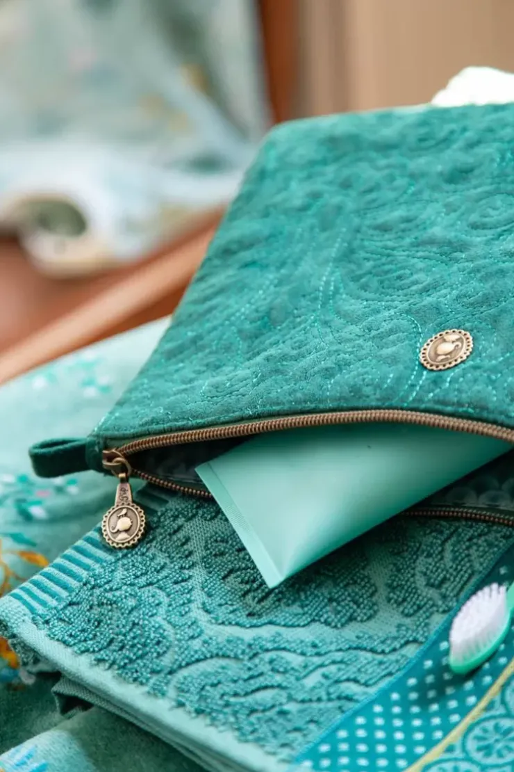 Necessaire|Pip Studio Flaches Necessaire Gross Samt Quiltey Days Grun