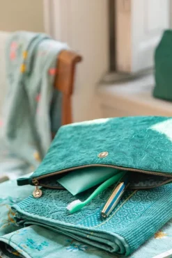 Necessaire|Pip Studio Flaches Necessaire Gross Samt Quiltey Days Grun