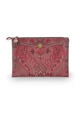 Necessaire|Pip Studio Flaches Necessaire Medium Kyoto Festival Dunkel Rosa