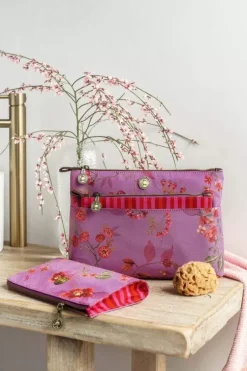 Necessaire|Pip Studio Flaches Necessaire Reisverschluss Kawai Flower Fuchsia