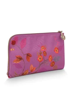 Necessaire|Pip Studio Flaches Necessaire Reisverschluss Kawai Flower Fuchsia