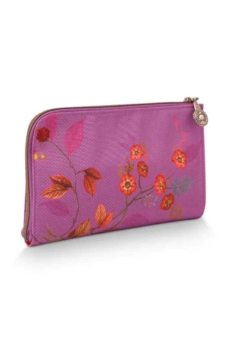 Necessaire|Pip Studio Flaches Necessaire Reisverschluss Kawai Flower Fuchsia