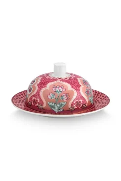 Butterschalen|Pip Studio Flower Festival Butterschale Runden Deco Dunkel Rosa