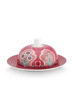 Butterschalen|Pip Studio Flower Festival Butterschale Runden Deco Dunkel Rosa