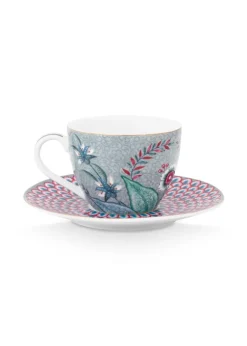 Tasse & Untertasse|Pip Studio Flower Festival Espresso Tasse & Undertasse Hell Blau