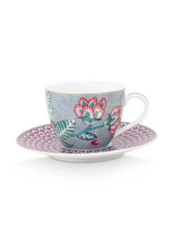 Tasse & Untertasse|Pip Studio Flower Festival Espresso Tasse & Undertasse Hell Blau