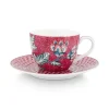 Tasse & Untertasse|Pip Studio Flower Festival Espresso Tasse & Undertasse Dunkel Rosa