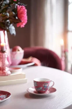 Tasse & Untertasse|Pip Studio Flower Festival Espresso Tasse & Undertasse Dunkel Rosa