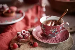 Tasse & Untertasse|Pip Studio Flower Festival Espresso Tasse & Undertasse Dunkel Rosa