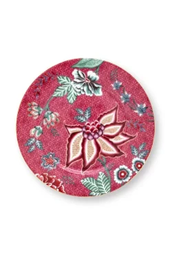Gebäckteller|Pip Studio Flower Festival Gebäckteller Dunkel 17 Cm Rosa