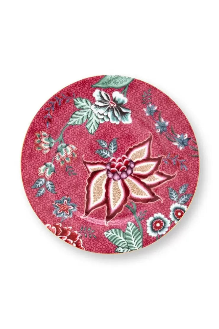 Gebäckteller|Pip Studio Flower Festival Gebäckteller Dunkel 17 Cm Rosa