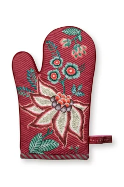 Ofenhandschuhe|Pip Studio Flower Festival Ofenhandschuh Dunkel Rosa
