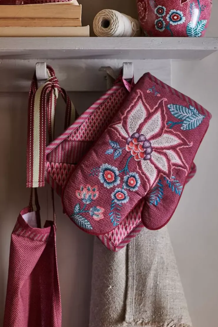 Ofenhandschuhe|Pip Studio Flower Festival Ofenhandschuh Dunkel Rosa