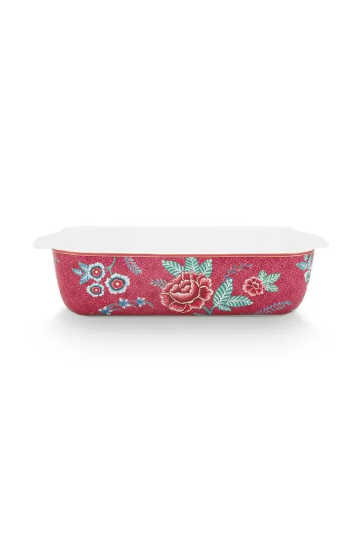 Backgeschirr|Pip Studio Flower Festival Servierschale Rechteckig Dunkel Rosa