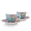 Porzellan Sets|Pip Studio Flower Festival Set/2 Espresso Tasse & Undertasse Hell Blau