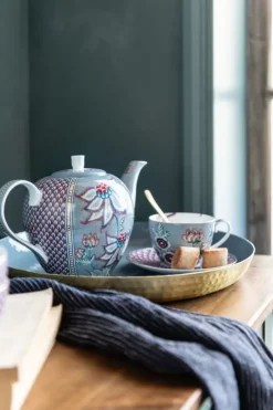 Porzellan Sets|Pip Studio Flower Festival Set/2 Espresso Tasse & Undertasse Hell Blau