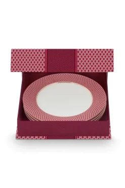 Porzellan Sets|Pip Studio Flower Festival Set/4 Essteller Dunkel 26.5Cm Rosa