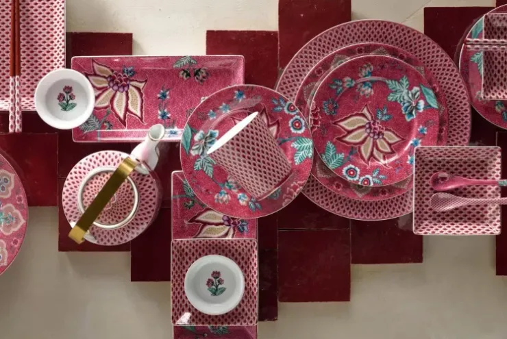 Porzellan Sets|Pip Studio Flower Festival Set/4 Essteller Dunkel 26.5Cm Rosa