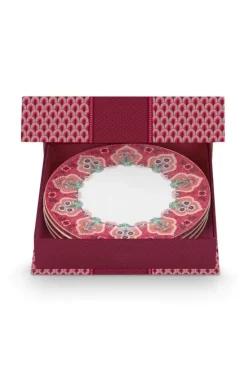 Porzellan Sets|Pip Studio Flower Festival Set/4 Frühstücksteller Dunkel 21Cm Rosa