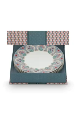 Porzellan Sets|Pip Studio Flower Festival Set/4 Frühstücksteller Hell 21Cm Blau