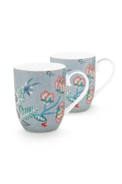 Porzellan Sets|Pip Studio Flower Festival Set/2 Tassen Klein Hell Blau