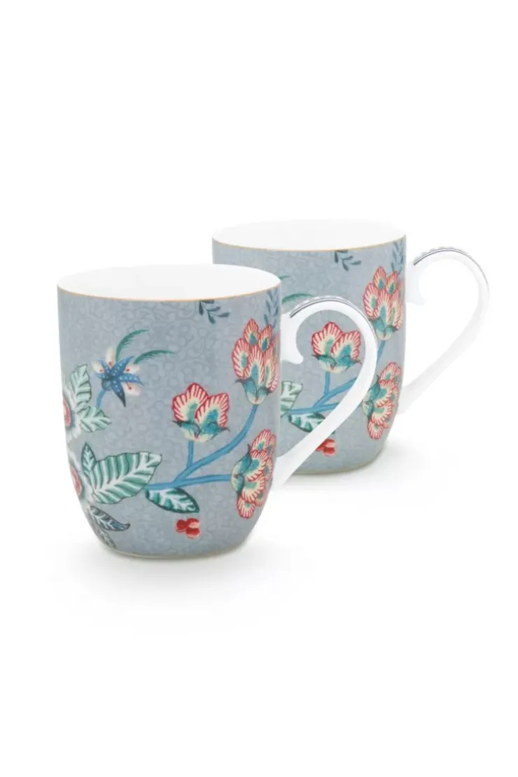 Porzellan Sets|Pip Studio Flower Festival Set/2 Tassen Klein Hell Blau