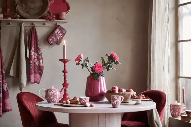 Porzellan Sets|Pip Studio Flower Festival Set/2 Tassen Gross Dunkel Rosa