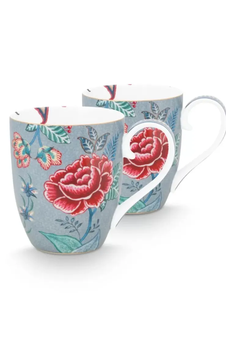 Porzellan Sets|Pip Studio Flower Festival Set/2 Tassen Xl Hell Blau