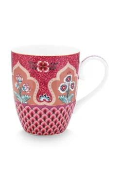 Teetassen|Pip Studio Flower Festival Tasse Gross Deco Dunkel Rosa