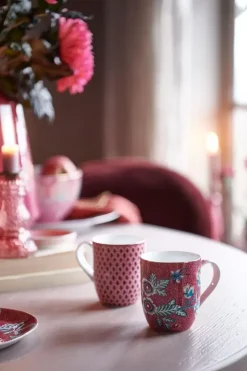 Kaffeetassen|Pip Studio Flower Festival Tasse Klein Dunkel Rosa