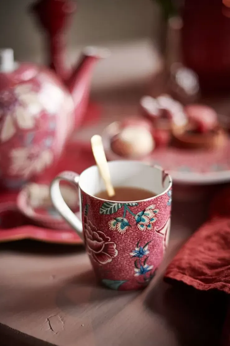 Kaffeetassen|Pip Studio Flower Festival Tasse Klein Dunkel Rosa