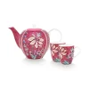 Porzellan Sets|Pip Studio Flower Festival Tee Set/3 Gross Dunkel Rosa
