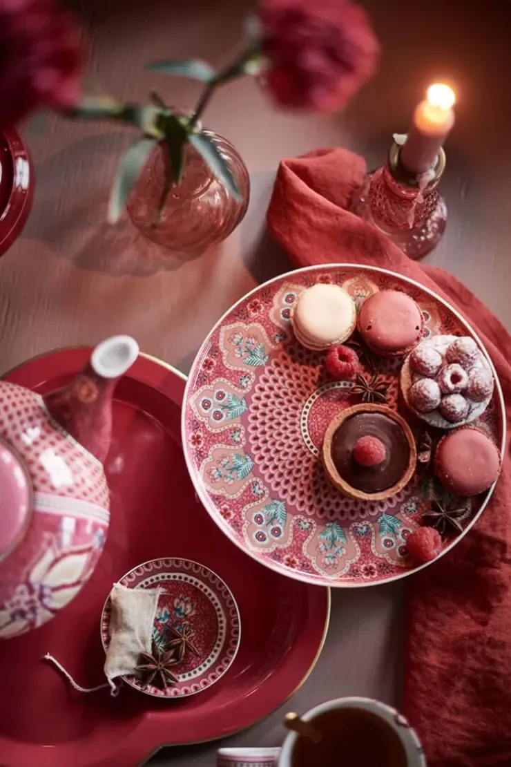 Teebeutelablage|Pip Studio Flower Festival Teebeutelablage Dunkel Rosa