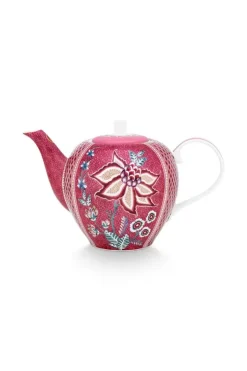 Teekannen|Pip Studio Flower Festival Teekanne Gross Dunkel Rosa