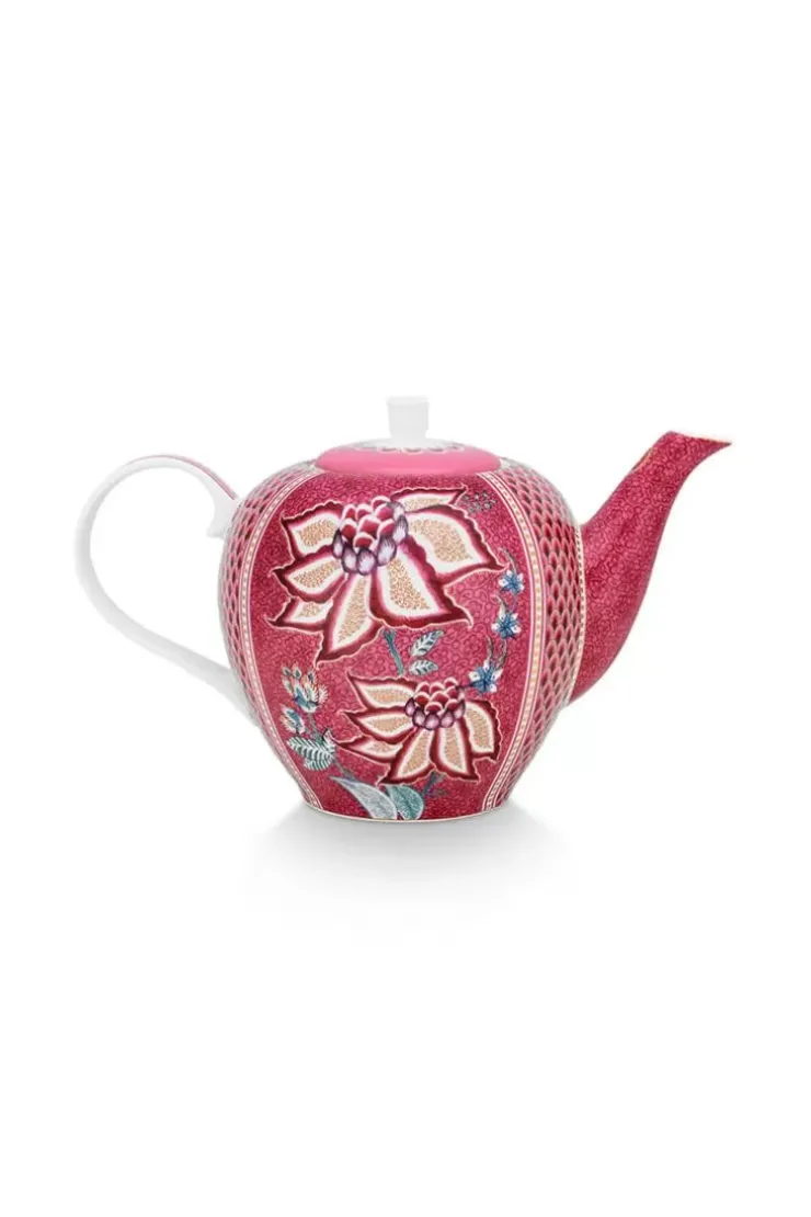 Teekannen|Pip Studio Flower Festival Teekanne Gross Dunkel Rosa
